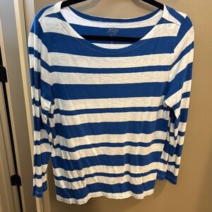 J. Crew Blue and White Striped Women's Top